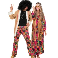 Herren-Kostüm Hippie mit langem Mantel, Gr. 50/52