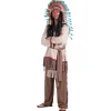 Herren-Kostüm Indianer weiße Feder, Jacke & Hose, Gr. S