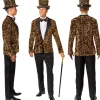 Herren-Kostüm Paillettenjacke Gold, Jackett mit zwei Taschen, Gr. 48