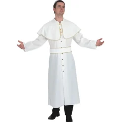 Herren-Kostüm Papst, weiß mit Goldborte Gr. 50-52