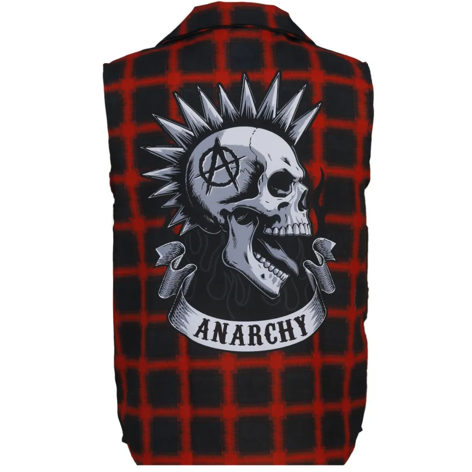 Herren-Kostüm Punk Hemd Anarchy, ärmellos, Gr. 48-50