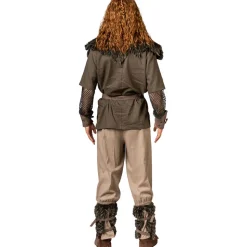 Herren-Kostüm Wikinger mit Oberteil, Hose, Fellkragen, Beinstulpen, Armstulpen und Gürtel Gr. 46-48