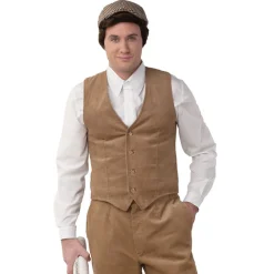 Herren-Weste 20er-Jahre Cord, beige, Gr. 46-48