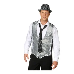 Herren-Weste Pailletten, silber, Gr. 48-50