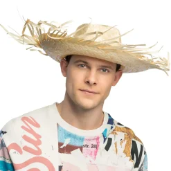 Hut Caribbean Cowboy aus Stroh, ausgefranst, hell