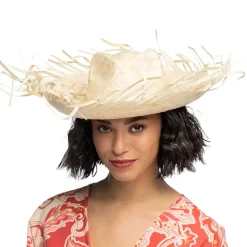 Hut Caribbean Cowboy aus Stroh, ausgefranst, hell