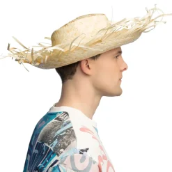 Hut Caribbean Cowboy aus Stroh, ausgefranst, hell