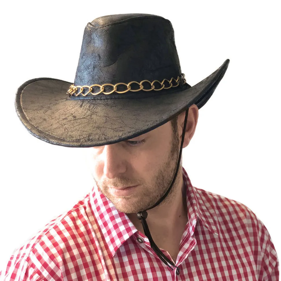 Hut Cowboy Bill schwarze Lederoptik PREISHIT