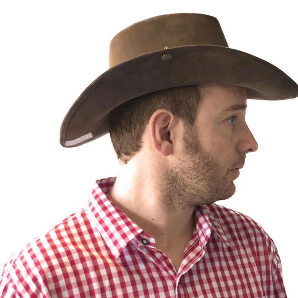 Hut Cowboy, braun, Leder-Optik, mit Stern
