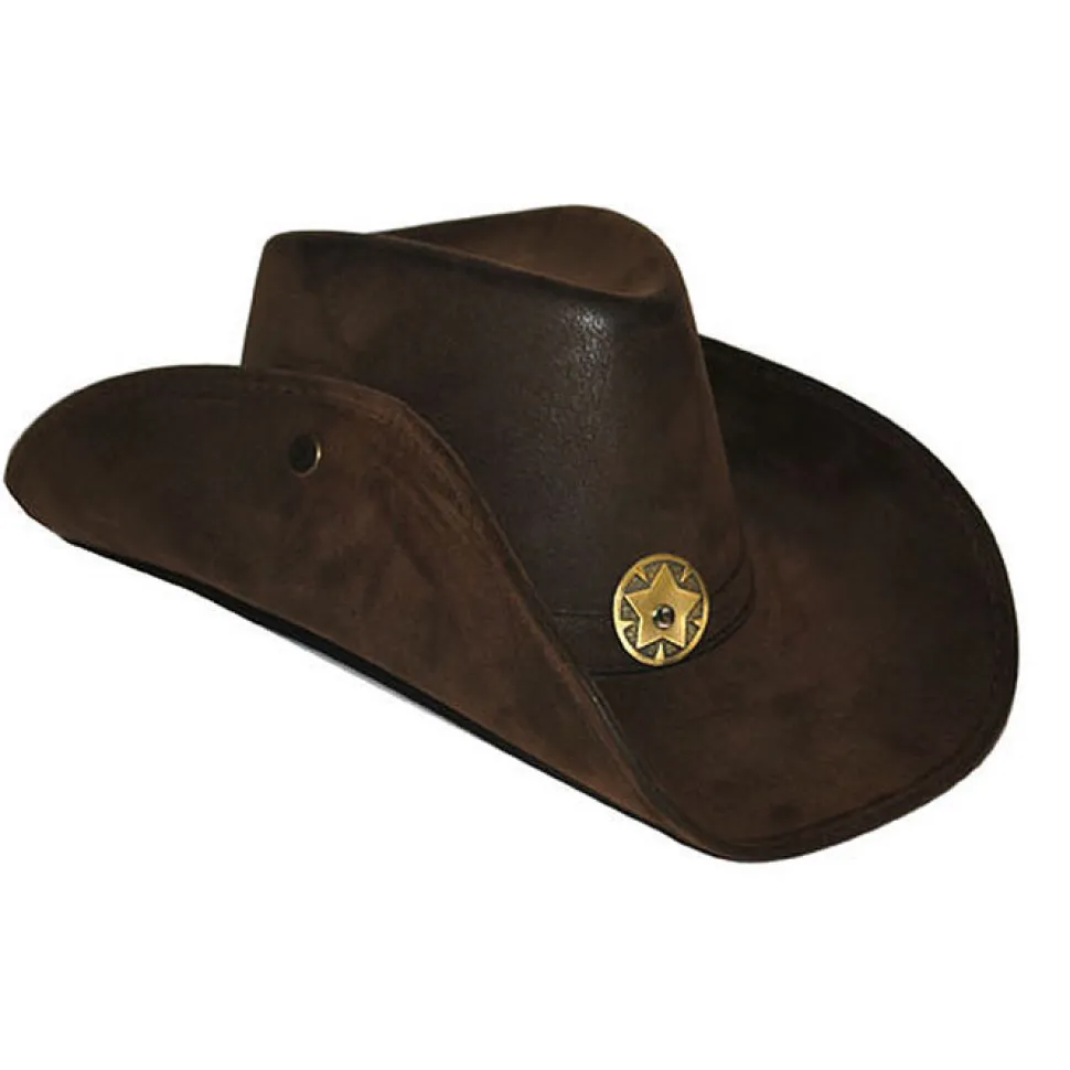 Hut Cowboy, braun, Leder-Optik, mit Stern