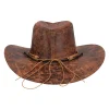 Hut Cowboy Outlaw, Lederoptik, Einheitsgröße, Braun