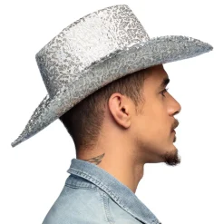 Hut Cowboy Rodeo Party, mit Pailletten, Einheitsgröße, Silber