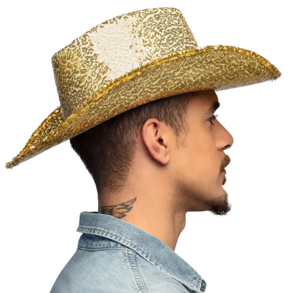 Hut Cowboy Rodeo Party, mit Pailletten, Einheitsgröße, Gold