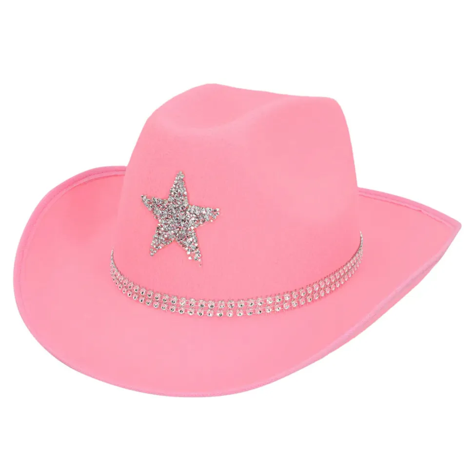 Hut Cowboy Taylor, mit Strass-Stern, Einheitsgröße, Hellrosa