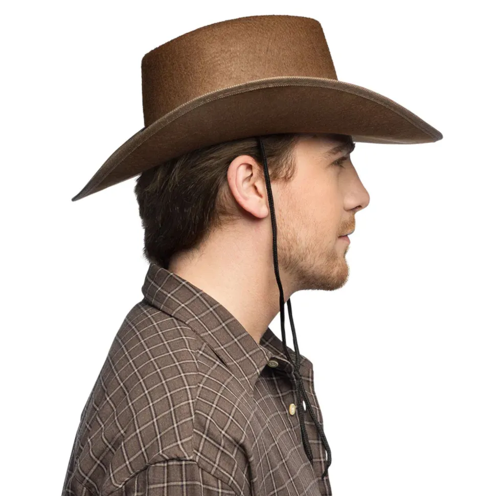 Hut Cowboy Wyatt, mit Stierkopf, Einheitsgröße, Braun