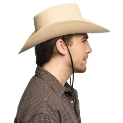 Hut Cowboy Wyatt, mit Stierkopf, Einheitsgröße, Beige