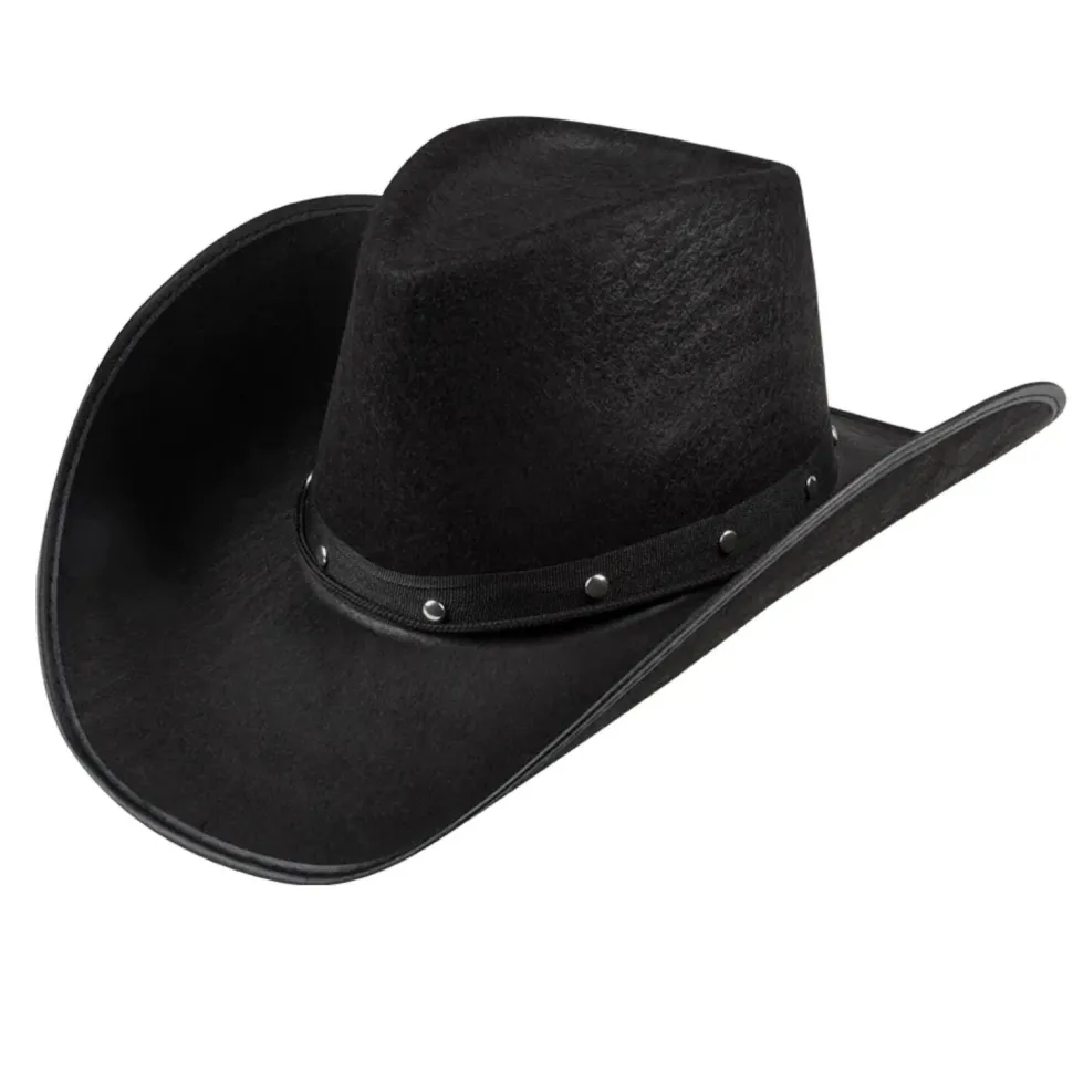 Hut Cowgirl mit Hutband und Nieten, schwarz