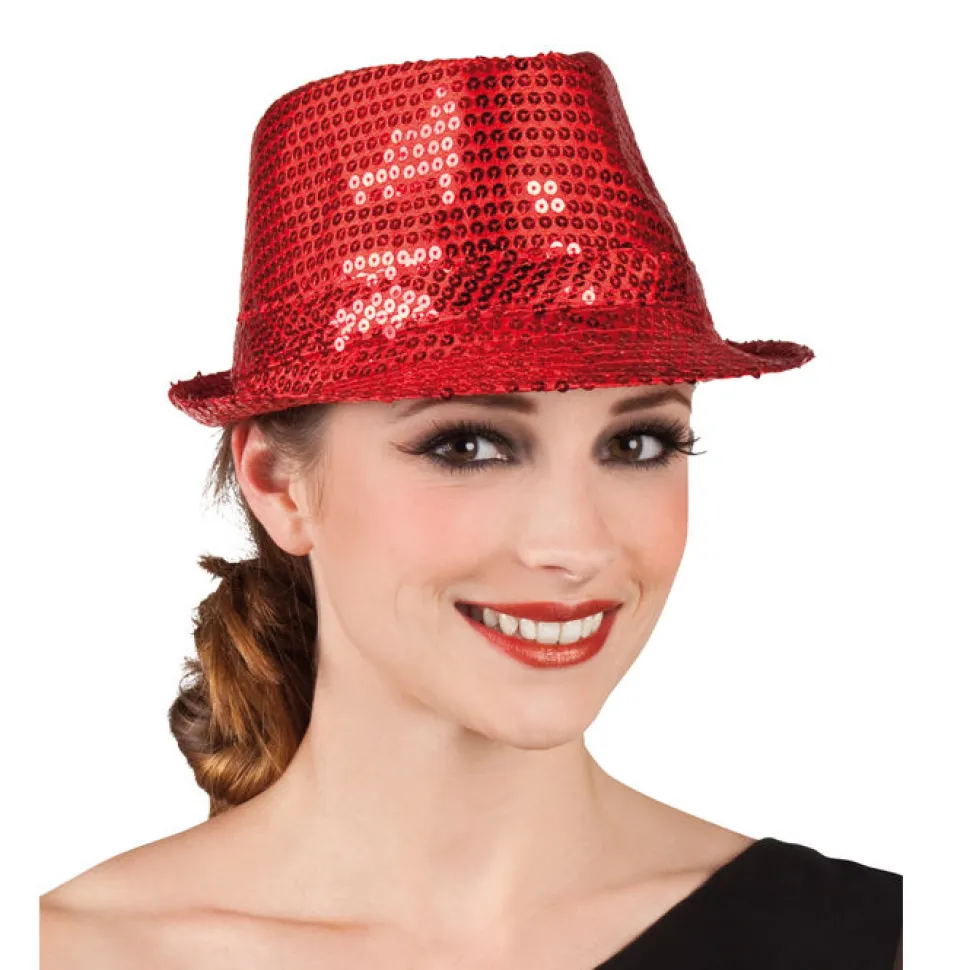 Hut Disco mit Pailletten, rot