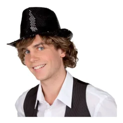 Hut Disco mit Pailletten, schwarz