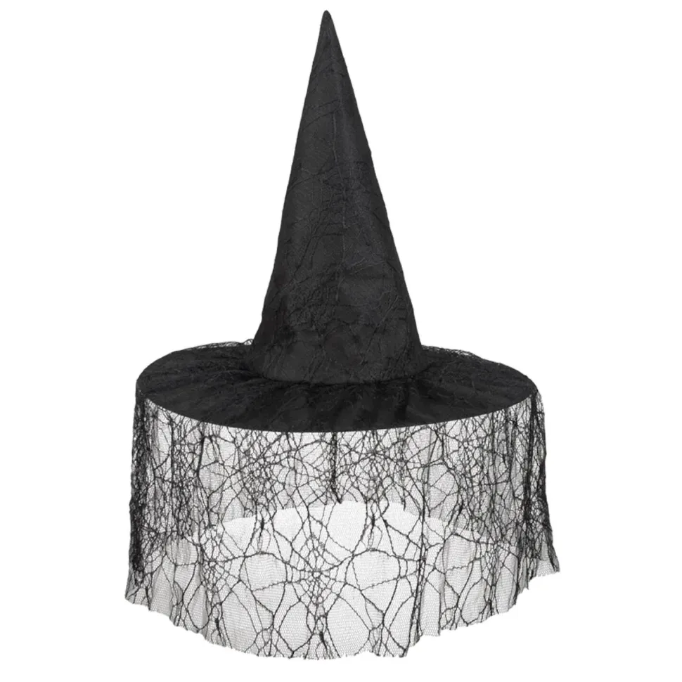Hut Hexe Seda mit Spinnennetz-Schleier