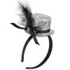 Hut Mini Zylinder mit Glitter, silber