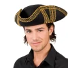 Hut Piraten Dreispitz mit Goldborte, schwarz