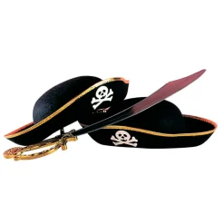 Hut Pirat für Kinder, mit Totenkopf & Goldrand