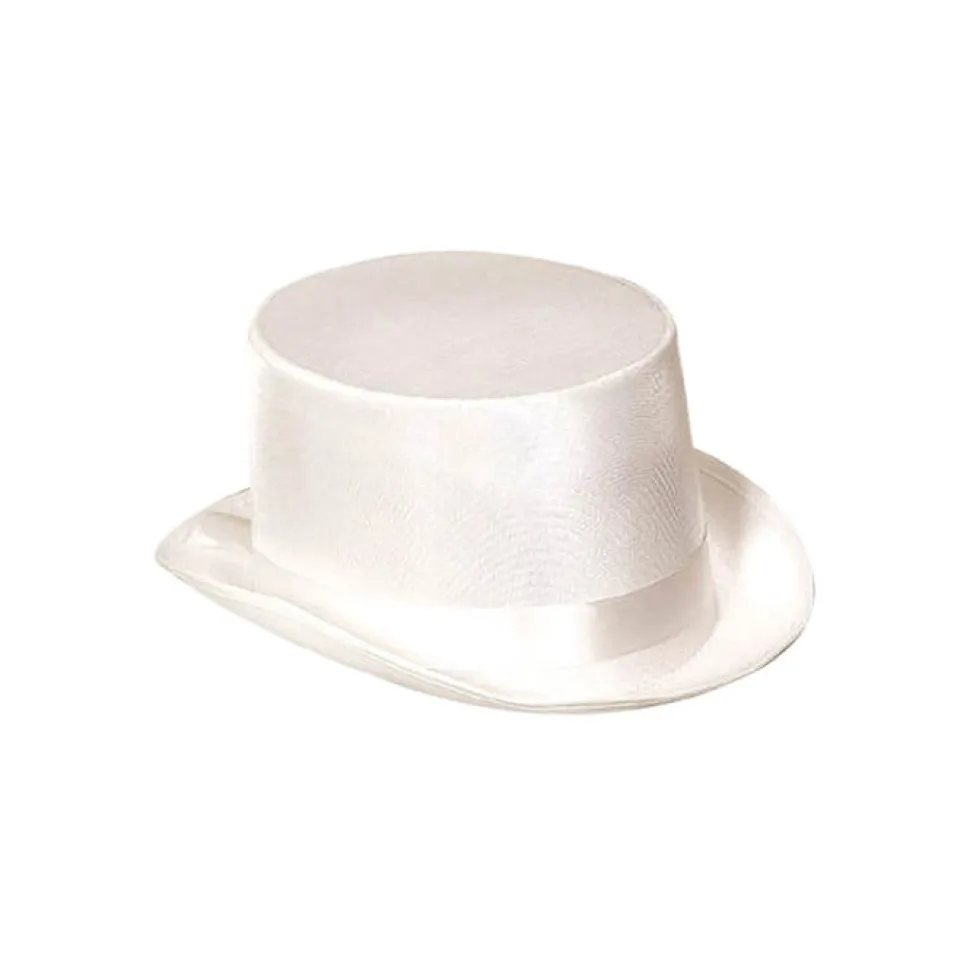 Hut Satin-Zylinder für Damen, weiß, KW 57