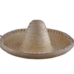 Hut Sombrero aus Stroh, Natur mit weißer Borte, ca. 55cm