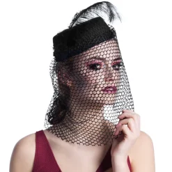 Hut Trauer, schwarz mit Schleier
