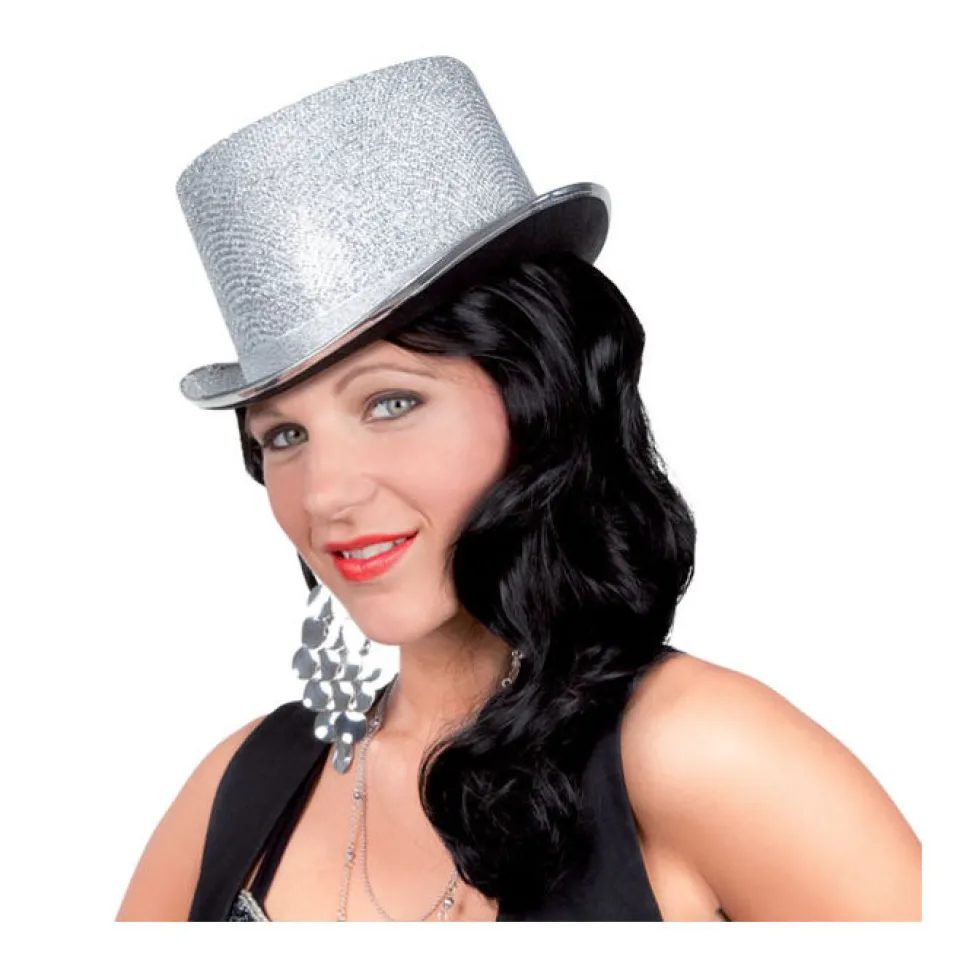 Hut Zylinder Disco silber, Einheitsgröße
