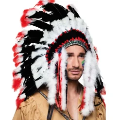 Indianer Kopfschmuck Deluxe mit Federn& Marabu
