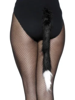 Katzen-Schwanz aus Fell, schwarz-weiß
