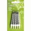 Kerzen-Set silber mit Halter, 10 Stk.
