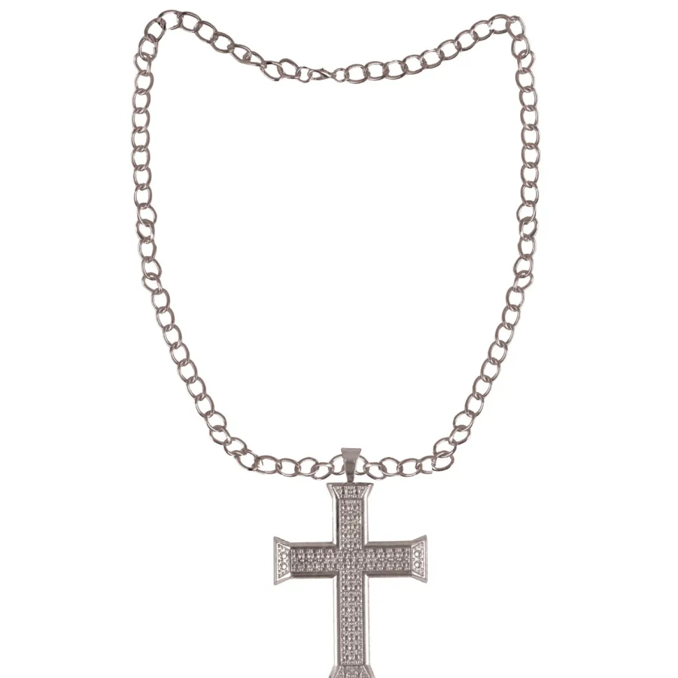 Kette mit Kreuz, silbern