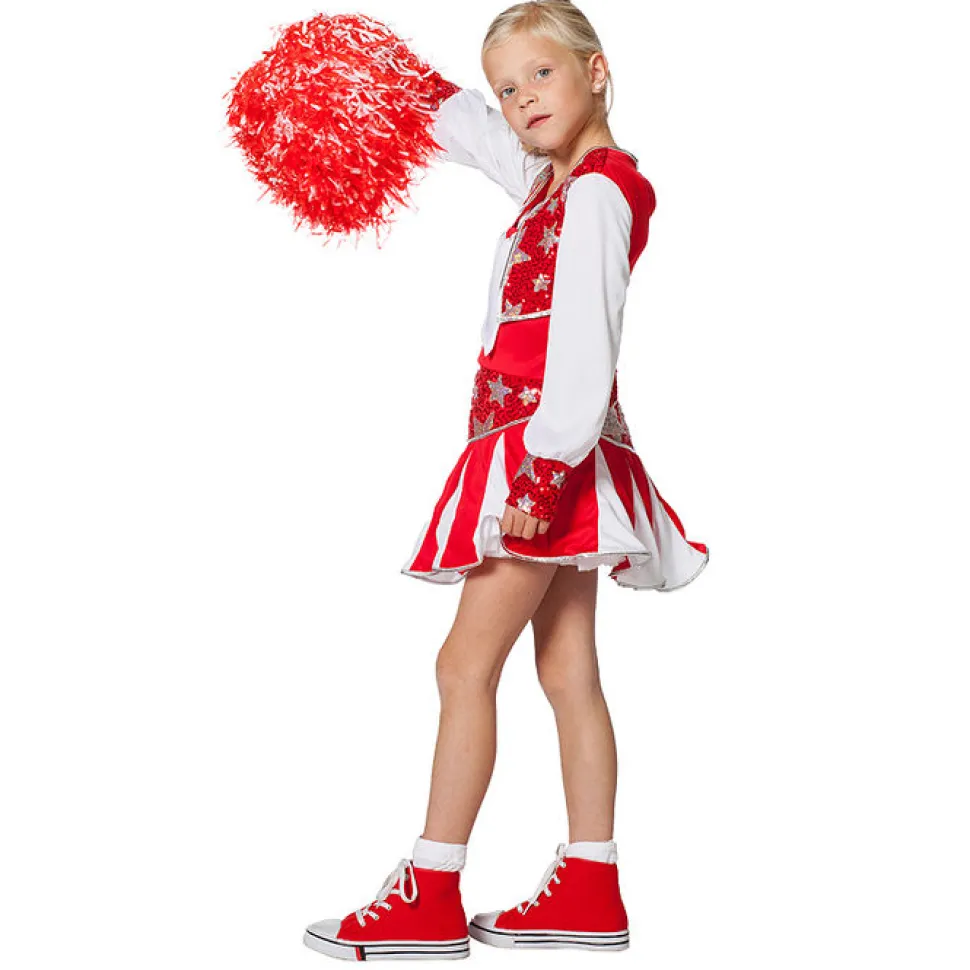 Kinder-Kostüm Cheerleader, rot-weiß, Gr. 116