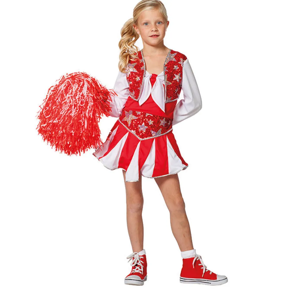 Kinder-Kostüm Cheerleader, rot-weiß, Gr. 116
