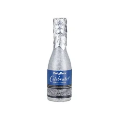 Konfettikanone Form Champagnerflasche - Silber - 20,5 cm