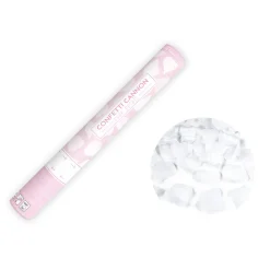 Konfettikanone mit künstlichen Rosenblättern – Weiß – 40 cm