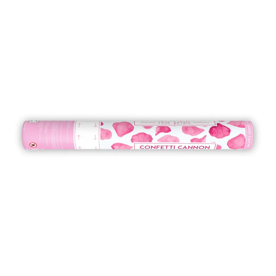 Konfettikanone mit künstlichen Rosenblättern – Rosa – 40 cm