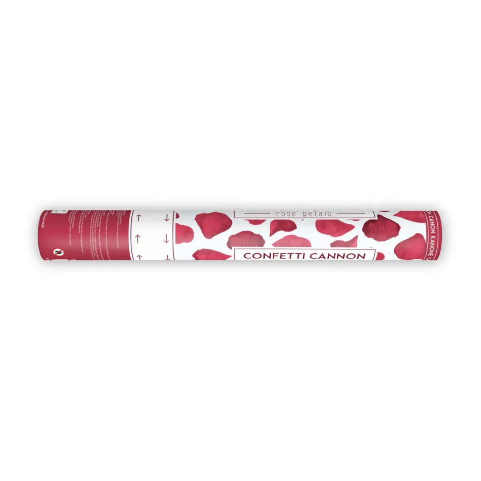 Konfettikanone mit künstlichen Rosenblättern – Bordeaux-Rot – 40 cm