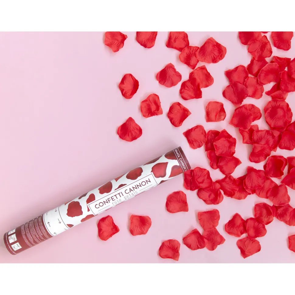 Konfettikanone mit künstlichen Rosenblättern – Bordeaux-Rot – 40 cm