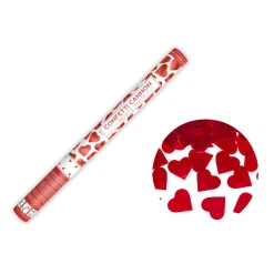 Konfettikanone mit Metallic-Herzen – Rot – 60 cm
