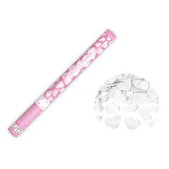 Konfettikanone mit Metallic-Herzen – Weiß – 60 cm