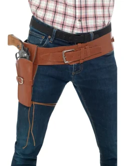 Kunstleder Einzelholster mit Gürtel für Erwachsene, Braun