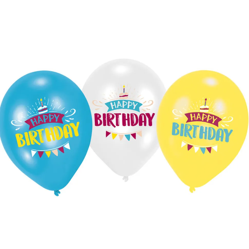 Latexballons Happy Birthday, 6 Stück, 27,5cm