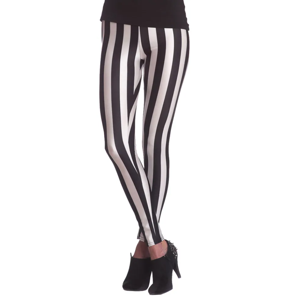 Leggings gestreift, schwarz-weiß, Größe S-M