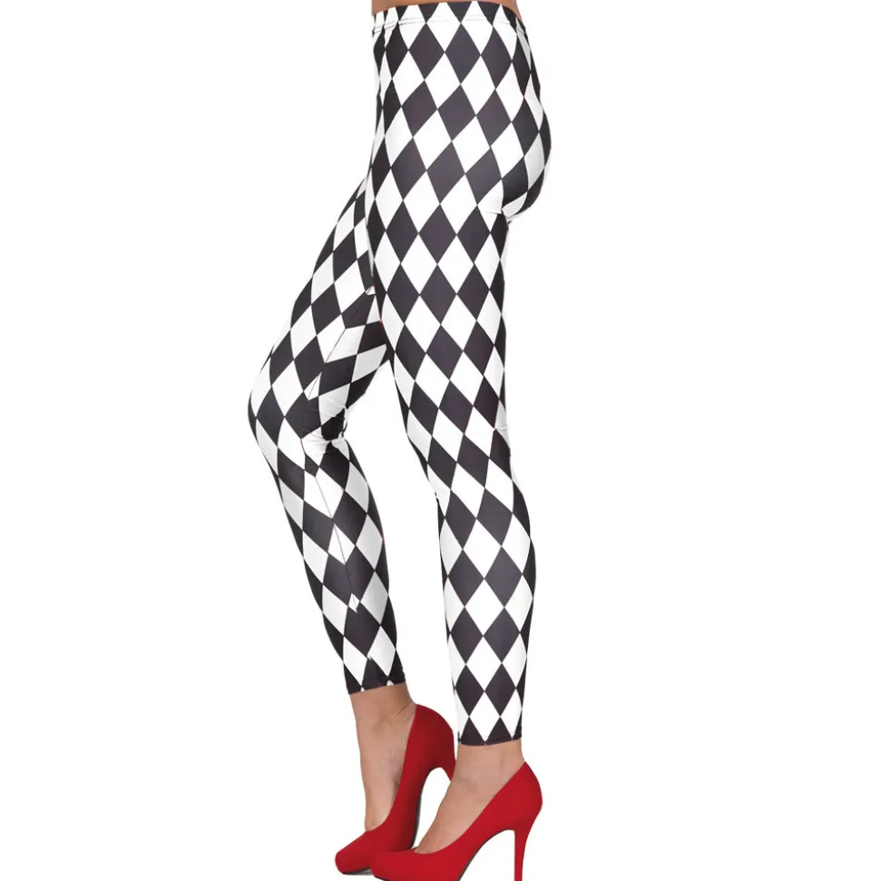 Leggings Raute schwarz-weiß, Größe S-M