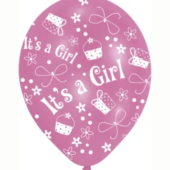 Luftballon It's a girl, rosa, 6 Stk.