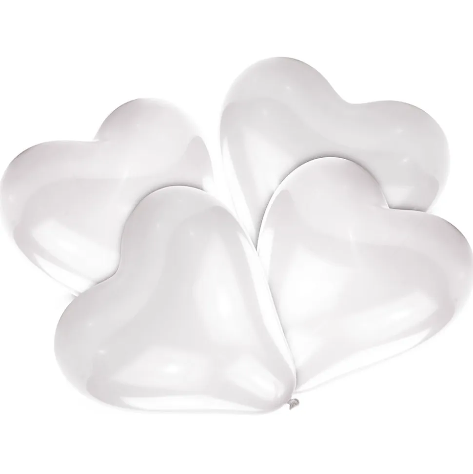 Luftballons Herzen, weiß, 30cm, 5 Stück